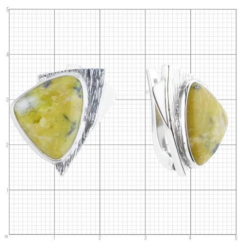 Серьги с1916 (9.52 г), серебро,  Зелено-желто-черный Лизардит купить в интернет-магазине Циркон С