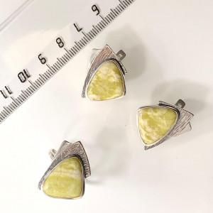 Серьги с1916 (9.52 г), серебро,  Зелено-желто-черный Лизардит купить в интернет-магазине Циркон С
