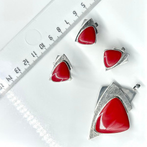 Серьги с1916 (8.94 г), серебро,  Красный Коралл (Имит) купить в интернет-магазине Циркон С