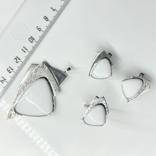 Подвес б1916 (15.12 г), серебро,  Белый Кахолонг (Имит) купить в интернет-магазине Циркон С