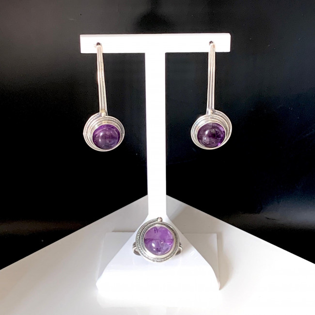 Серьги с1921 (8.95 г), серебро, фиолетовый, аметист купить в интернет-магазине Циркон С