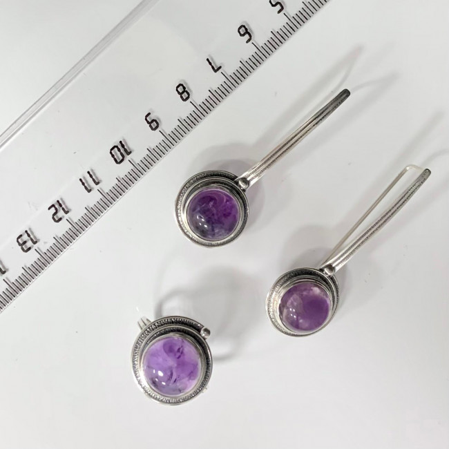 Серьги с1921 (8.95 г), серебро, фиолетовый, аметист купить в интернет-магазине Циркон С