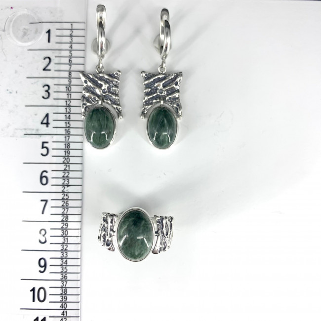 Серьги с1922 (10.82 г), серебро, зеленый, клинохлор купить в интернет-магазине Циркон С