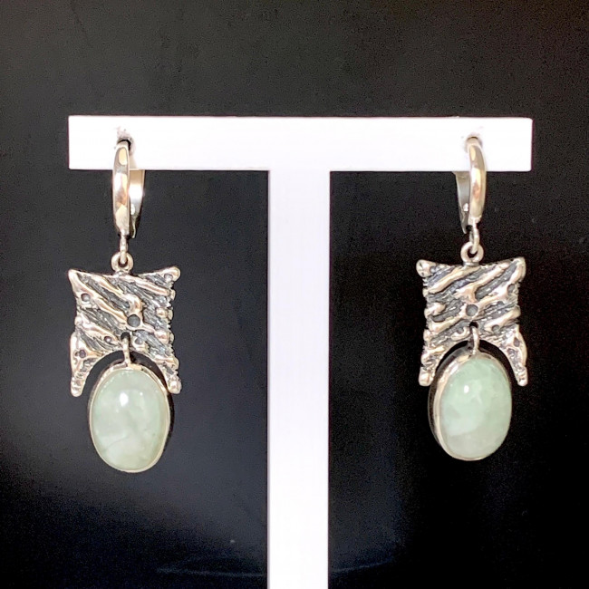 Серьги с1922 (10.72 г), серебро, зеленый, гидрогроссуляр купить в интернет-магазине Циркон С