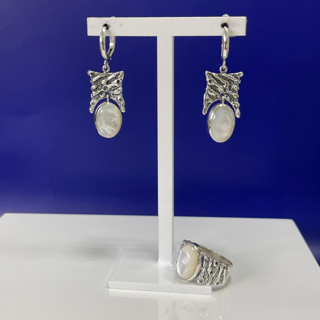Серьги с1922 (9.48 г), серебро, белый, перламутр купить в интернет-магазине Циркон С