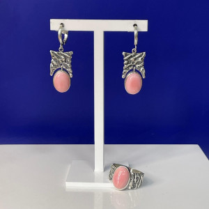 Серьги из серебра с кораллом с1922