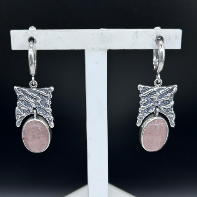 Серьги с1922 (9.56 г), серебро, бледно-розовый, кварцит купить в интернет-магазине Циркон С