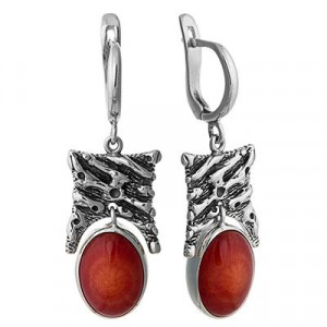 Серебряные серьги с кораллом с1922