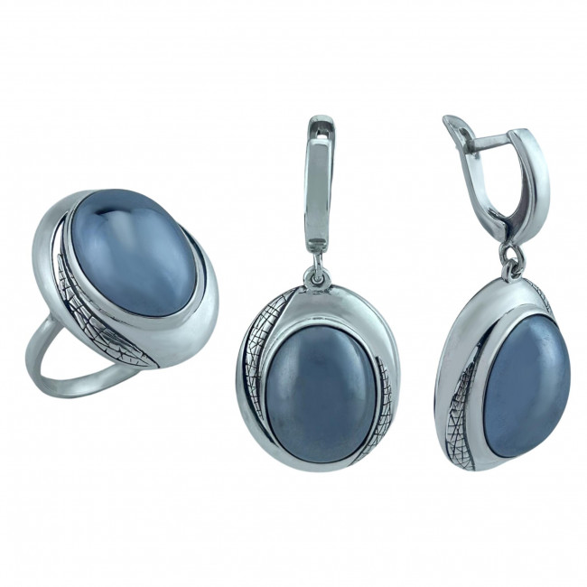 Серьги с1923 (11.86 г), серебро, стальной, гематит (имит) купить в интернет-магазине Циркон С