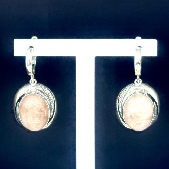 Серьги с1923 (12.40 г), серебро, розовый, морганит купить в интернет-магазине Циркон С
