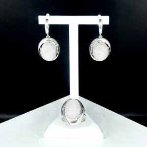 Серьги из серебра с розовым кварцем с1923
