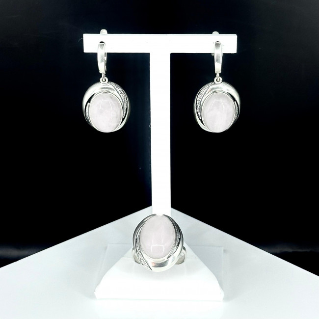 Серьги с1923 (12.01 г), серебро, розовый, кварц розовый купить в интернет-магазине Циркон С