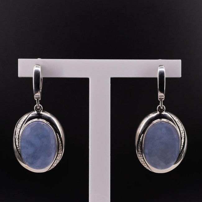 Серебряные серьги Циркон с1923, голубой, сапфирин Серьги с1923 (12.29 г), серебро, голубой, сапфирин купить в интернет-магазине Циркон С