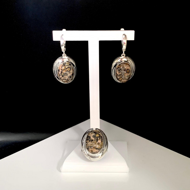 Серебряное кольцо Циркон к1923, серо-желтый, яшма Кольцо к1923 (5.79 г), серебро, серо-желтый, яшма купить в интернет-магазине Циркон С