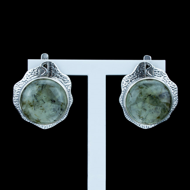 Серьги с1929 (21.37 г), серебро, зеленый, пренит купить в интернет-магазине Циркон С