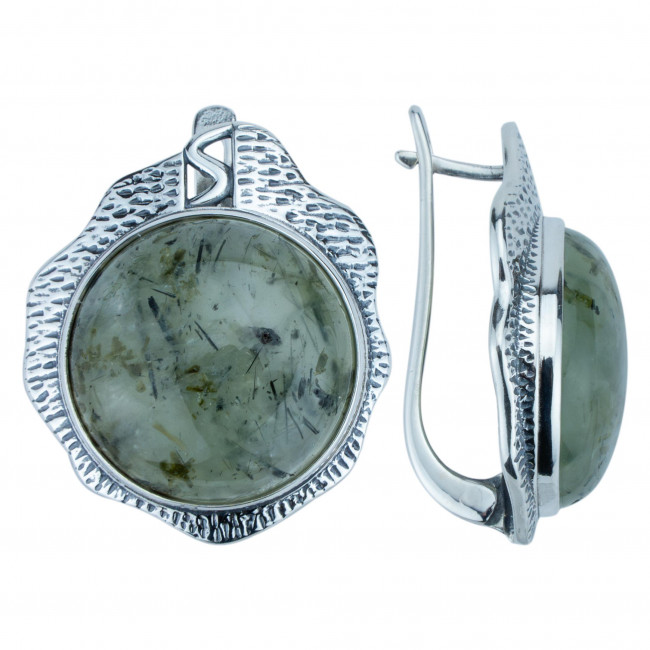Серьги с1929 (21.37 г), серебро, зеленый, пренит купить в интернет-магазине Циркон С