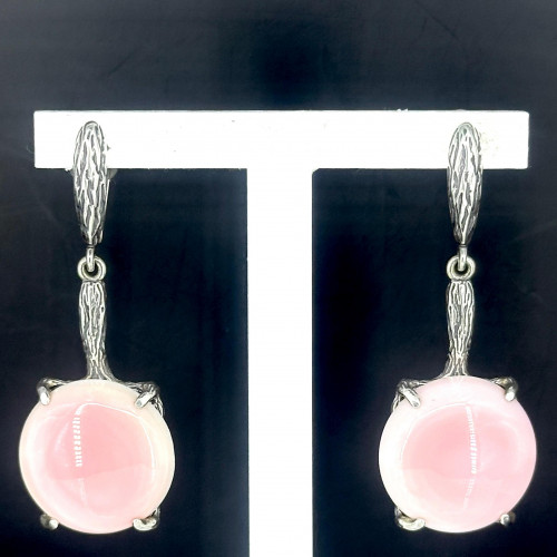 Серьги с1932 (13.90 г), серебро,  Розовый Коралл купить в интернет-магазине Циркон С