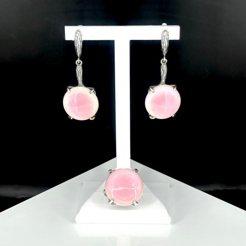 Серьги с1932 (13.90 г), серебро,  Розовый Коралл купить в интернет-магазине Циркон С