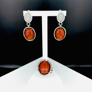 Серьги с1933 (13.29 г), серебро,  Коричневый Сердолик купить в интернет-магазине Циркон С