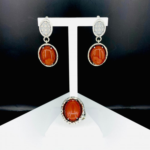 Серьги с1933 (13.29 г), серебро,  Коричневый Сердолик купить в интернет-магазине Циркон С