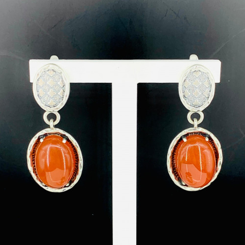 Серьги с1933 (13.29 г), серебро,  Коричневый Сердолик купить в интернет-магазине Циркон С