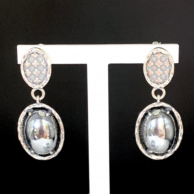 Серьги с1933 (12.91 г), серебро, стальной, гематит (имит) купить в интернет-магазине Циркон С