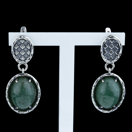 Серьги с1933 (13.63 г), серебро,  Зеленый Гидрогроссуляр купить в интернет-магазине Циркон С