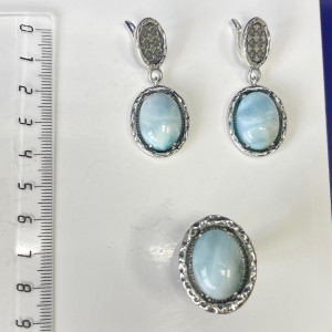 Серьги с1933 (12.79 г), серебро,  Голубой Ларимар купить в интернет-магазине Циркон С
