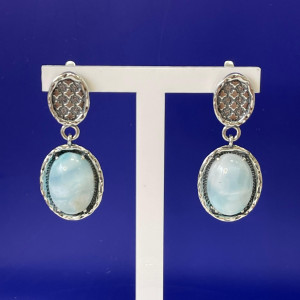 Серьги с1933 (12.79 г), серебро,  Голубой Ларимар купить в интернет-магазине Циркон С