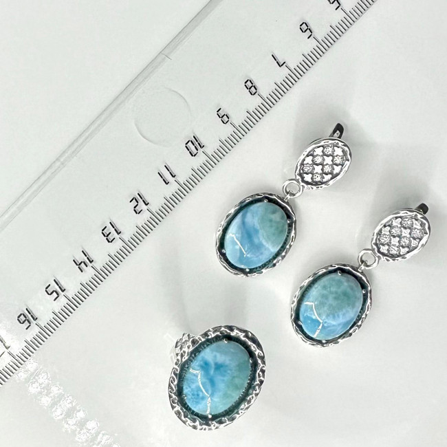 Серьги с1933 (12.79 г), серебро, голубой, ларимар купить в интернет-магазине Циркон С