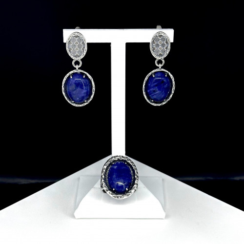 Серьги с1933 (12.87 г), серебро,  Синий Содалит купить в интернет-магазине Циркон С