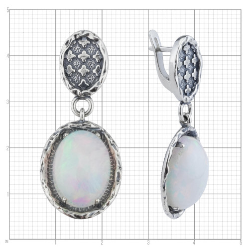 Серьги с1933 (12.92 г), серебро,  Белый Опал купить в интернет-магазине Циркон С