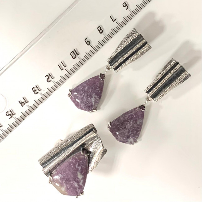 Серьги с1935 (17.20 г), серебро, фиолетовый, лепидолит купить в интернет-магазине Циркон С