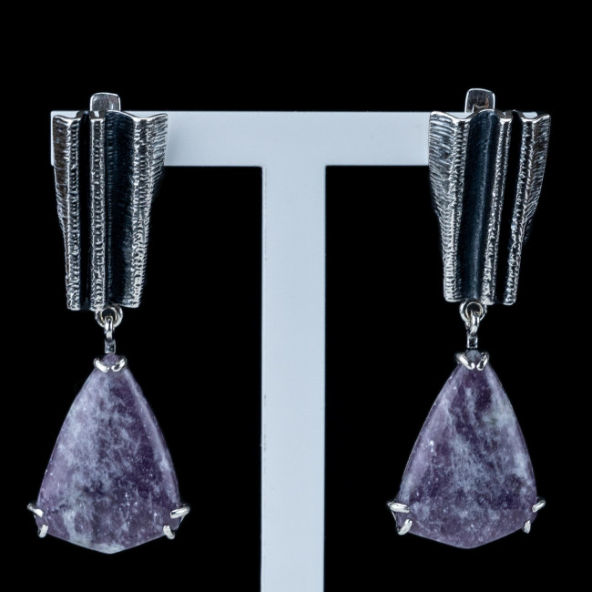 Серьги с1935 (17.20 г), серебро, фиолетовый, лепидолит купить в интернет-магазине Циркон С
