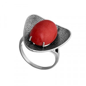 Серебряное кольцо с кораллом к1937