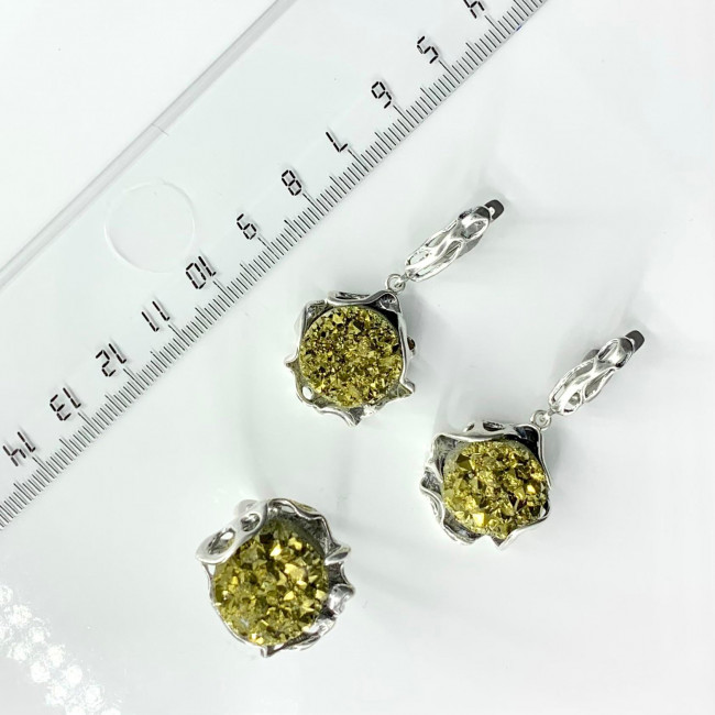 Кольцо к1944 (10.04 г), серебро, золотистый, друза кварц купить в интернет-магазине Циркон С