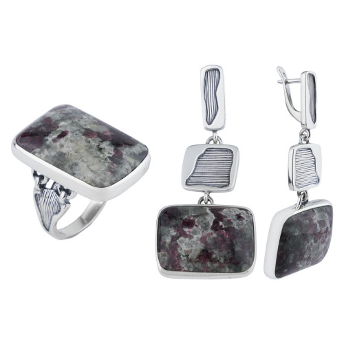 Серьги с1947 (21.60 г), серебро,  Фиолетовый Эвдиалит купить в интернет-магазине Циркон С