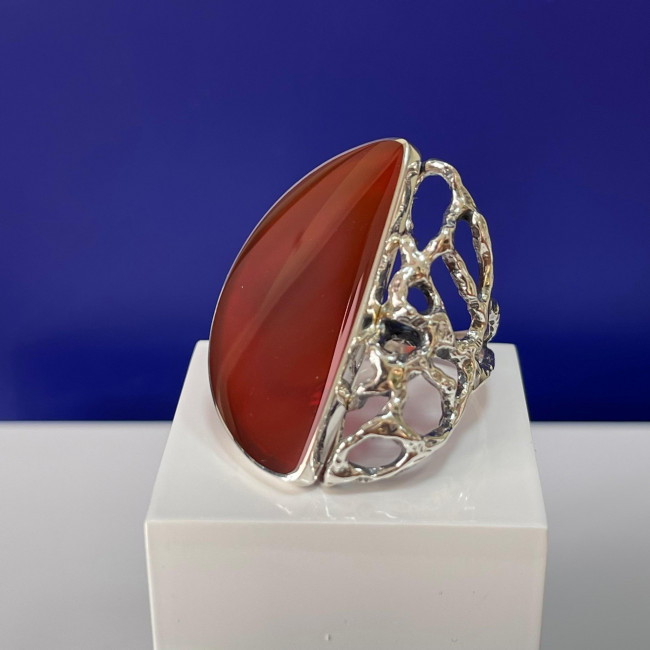 Кольцо к1959 (13.91 г), серебро, коричневый, сердолик купить в интернет-магазине Циркон С