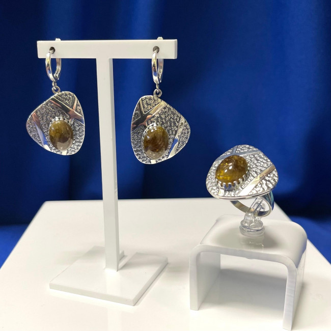 Серьги с1965 (15.51 г), серебро, зеленый, турмалин купить в интернет-магазине Циркон С
