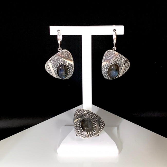 Серьги с1965 (15.60 г), серебро, голубой, лабрадор купить в интернет-магазине Циркон С