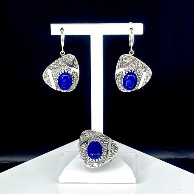 Серьги с1965 (15.27 г), серебро, синий, лазурит купить в интернет-магазине Циркон С