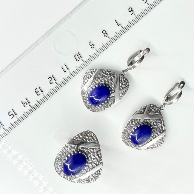Серьги с1965 (15.27 г), серебро, синий, лазурит купить в интернет-магазине Циркон С