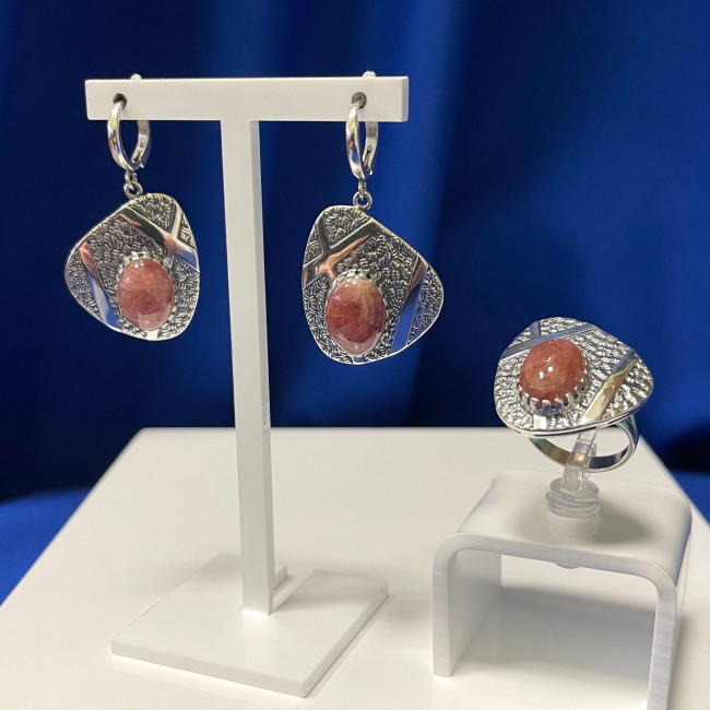 Серьги с1965 (14.90 г), серебро, розовый, турмалин купить в интернет-магазине Циркон С