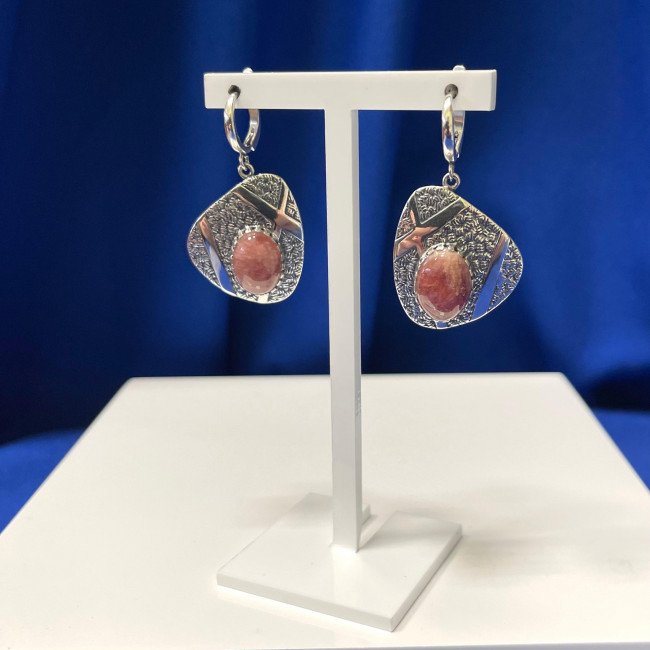 Серьги с1965 (14.90 г), серебро, розовый, турмалин купить в интернет-магазине Циркон С