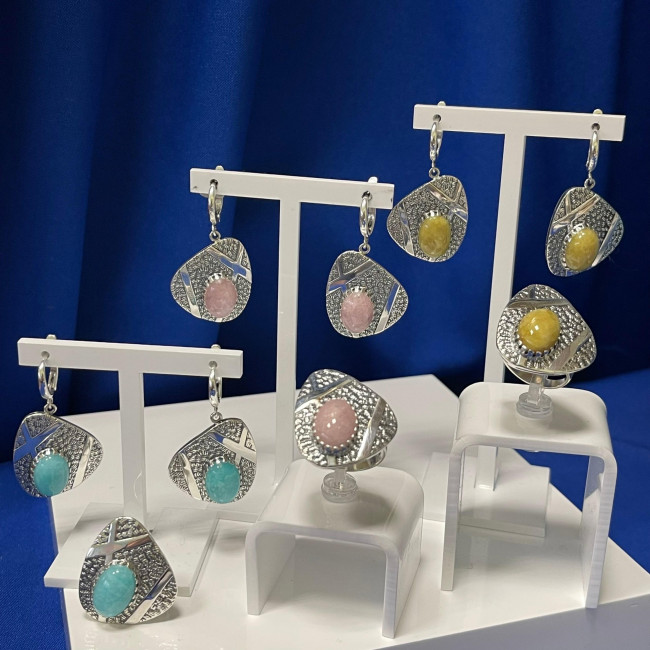 Серьги с1965 (14.90 г), серебро, розовый, турмалин купить в интернет-магазине Циркон С