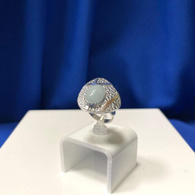Кольцо к1965 (10.17 г), серебро, голубой, аквамарин купить в интернет-магазине Циркон С
