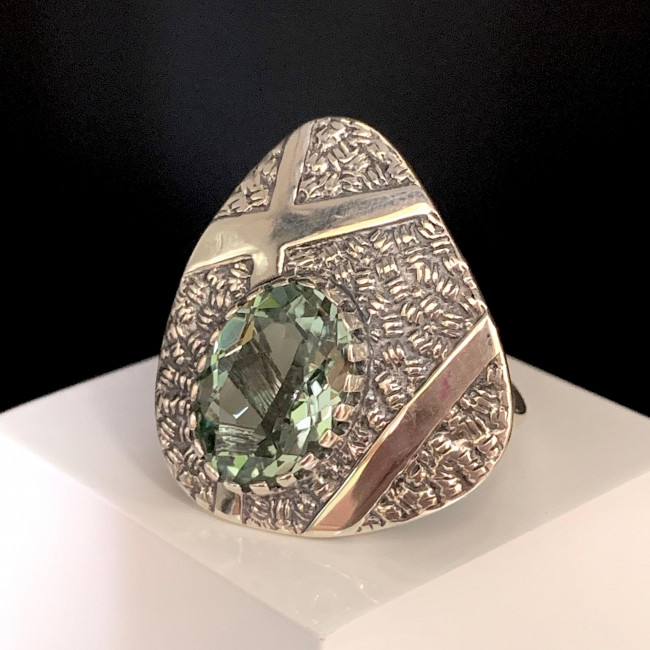 Кольцо к1965 (10.34 г), серебро, зеленый, празиолит купить в интернет-магазине Циркон С
