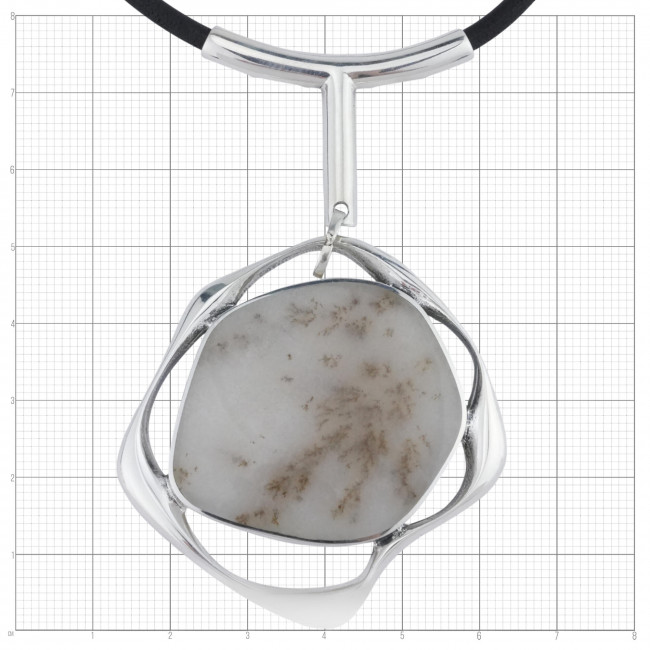 Колье кл1983 (34.51 г), серебро, серый, агат моховой купить в интернет-магазине Циркон С