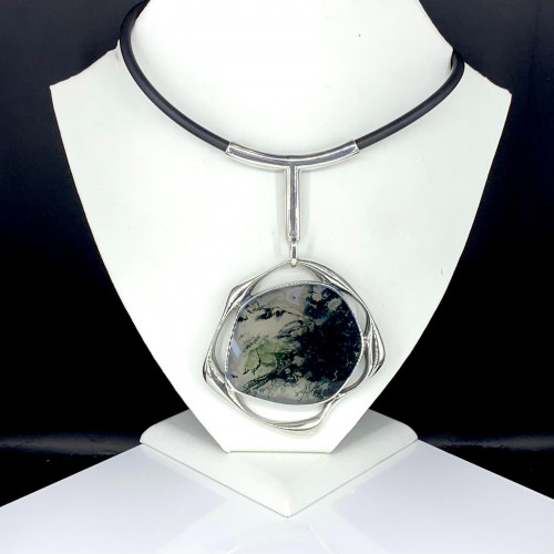 Колье кл1983 (37.33 г), серебро,  Агат купить в интернет-магазине Циркон С