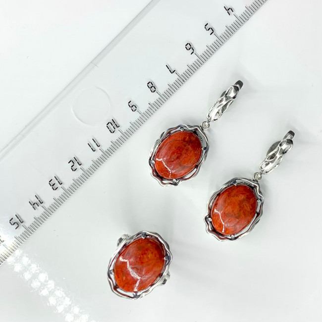 Серьги с1990 (13.51 г), серебро, красный, коралл губч. купить в интернет-магазине Циркон С